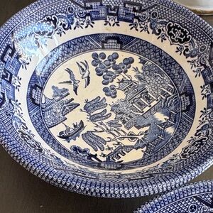 Churchill Blue Willow Blue and White Porcelain Bowls set of three